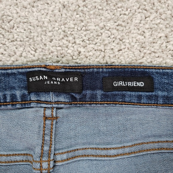 New Susan Graver Jeans Women's Size 22W Girlfriend Blue Denim Frayed‎ Hem - Picture 6 of 7